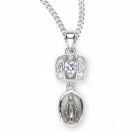 Women's Cubic Zirconia Pendant w. Dangle Miraculous Medal