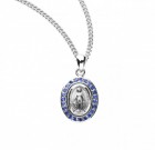Women's Cubic Zirconia Studded Oval Miraculous Medal