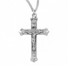 Women's Decorative Matte Sterling Crucifix Medal