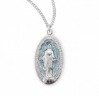 Women's Elongated Blue Enamel Miraculous Medal