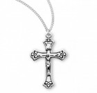 Women's Black Enamel Fancy Tip Flat Crucifix Medal