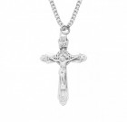 Women's Four Flower Tip Crucifix Necklace