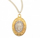 Women's Gold and Silver Miraculous Medal Necklace