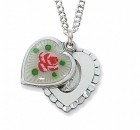 Women's Enamel Slide Heart Shaped Miraculous Medal Necklace