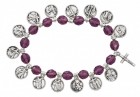 Women's Stations of the Cross Stretch Bracelet Purple Beads