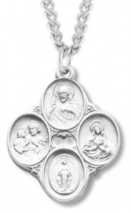 4 Way Pendant, Sterling Silver with Chain [HM0705]