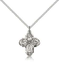 Girl's Dainty 4-Way Pendant with Flower Center [BM0009]