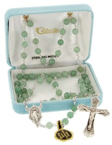 6mm Genuine Adventurine Bead Rosary in Sterling Silver [RB3370]