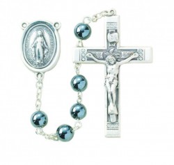 6mm Genuine Hematite Bead Rosary in Sterling Silver [RB3368]
