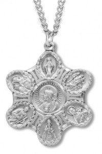 7 Way Pendant, Sterling Silver with Chain [HM0707]