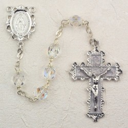April Birthstone Rosary (Crystal) - Rhodium Plated [MVR016]