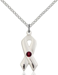 Awareness Ribbon Pendant with Birthstone Options [BLST5150]