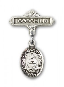 Baby Badge with Marie Magdalen Postel Charm and Godchild Badge Pin [BLBP1928]