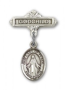 Baby Badge with Our Lady of Peace Charm and Godchild Badge Pin [BLBP1594]