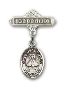Baby Badge with Our Lady of San Juan Charm and Godchild Badge Pin [BLBP1720]