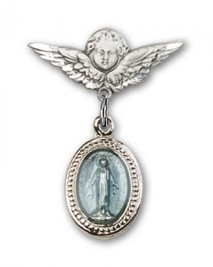 Baby Pin with Blue Miraculous Charm and Angel with Smaller Wings Badge Pin [BLBP0062]