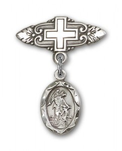 Baby Pin with Guardian Angel Charm and Badge Pin with Cross [BLBP0031]