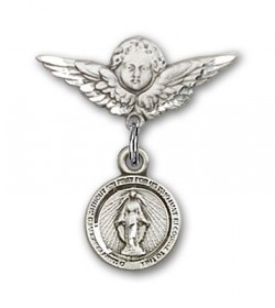 Baby Pin with Miraculous Charm and Angel with Smaller Wings Badge Pin [BLBP0124]