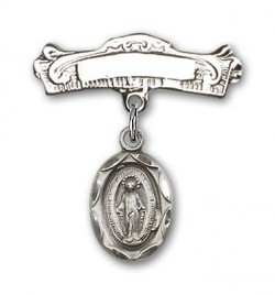 Baby Pin with Miraculous Charm and Arched Polished Engravable Badge Pin [BLBP0034]