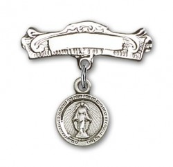 Baby Pin with Miraculous Charm and Arched Polished Engravable Badge Pin [BLBP0122]