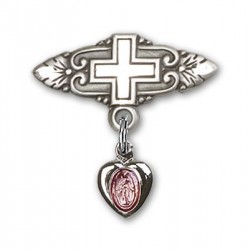 Baby Pin with Pink Miraculous Charm and Badge Pin with Cross [BLBP0004]