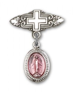 Baby Pin with Pink Miraculous Charm and Badge Pin with Cross [BLBP0055]