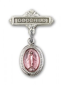 Baby Pin with Pink Miraculous Charm and Godchild Badge Pin [BLBP0067]