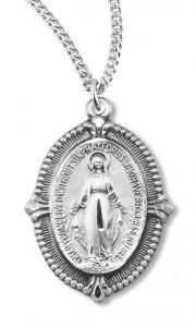 Beaded Border Fleur de Lis Tip Miraculous Medal [HM0715]