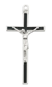 Black Enamel and Silver Tone Wall Cross 5 Inches [MV1002]