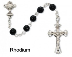 Black Glass First Communion Chalice Rosary [MVC0045]