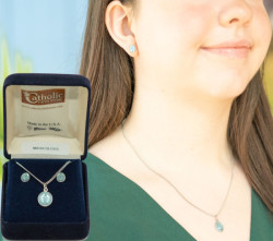 Blue Miraculous Earring and Pendant Necklace Set [BC2222]