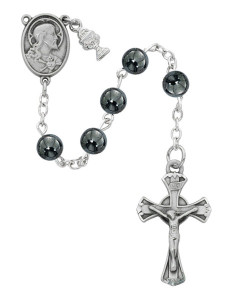 Boys 6mm Hematite First Communion Rosary [MVR0615]