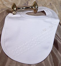 Boys Cotton Interlock Baptism Bib with Buttons [BIBLT015]