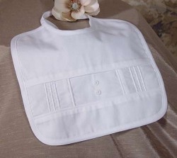 Boys Cotton Pin Tucked Broadcloth Bib with Buttons [BIBLT004]