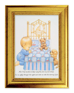 Boys Now I Lay Me Down To Sleep 5x7 Print in Gold-Leaf Frame [HFA5241]