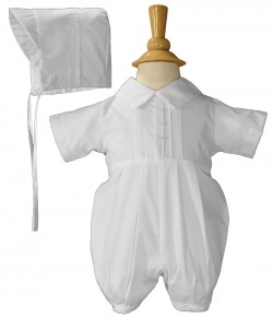 Boys Baptism Short Romper with Pin Tucking [LTM080]