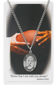 Boys St. Christopher Football Medal with Prayer Card [PC0028]