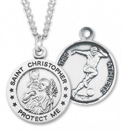 Men's St. Christopher Soccer Medal Sterling Silver [HMM1001]