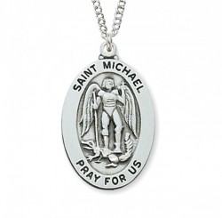 Boys St. Michael Oval Medal Sterling Silver [MVM1044]