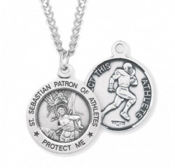Men's St. Sebastian Football Medal Sterling Silver [HMM1040]