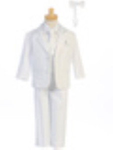Boy's White 2 Button Tuxedo with Vest and Bowtie [LBS0229]