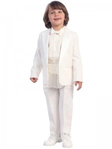 Boy's White Tuxedo With Cummerbund And Bowtie [LBS0131]
