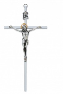 Brass Crucifix 10 inch Silver-Tone [CRX3871]