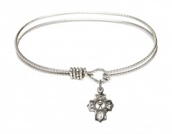 Cable Bangle Bracelet with a Communion 5-Way Charm [BRC0890]