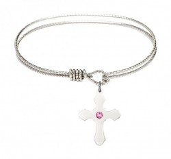 Cable Bangle Bracelet with a Cross Charm [BRST026]