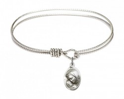 Cable Bangle Bracelet with a Madonna &amp; Child Charm [BRC5447]