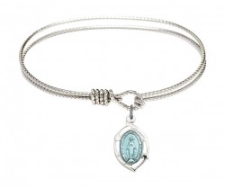 Cable Bangle Bracelet with a Miraculous Leaf Charm [BRC4258M]