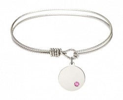 Cable Bangle Bracelet with a Plain Disc Charm [BRST030]