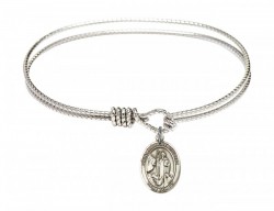 Cable Bangle Bracelet with a Saint Anthony of Egypt Charm [BRC9317]