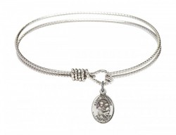 Cable Bangle Bracelet with a Saint Anthony of Padua Charm [BRC9004]